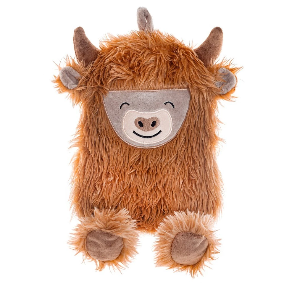 Sass & Belle Highland Cow Shaggy Kunstfell Neuheit Abdeckung 1L Heißwasserflasche