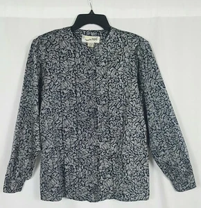 Diane Von Furstenberg Blue White Long Sleeve Blouse Top Pleated Size 8 - Picture 1 of 11