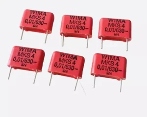 Condensatori WIMA MKS 4 radiale Film-0,01uF 10nF /630V - NOS (6 Pcs) - Picture 1 of 2