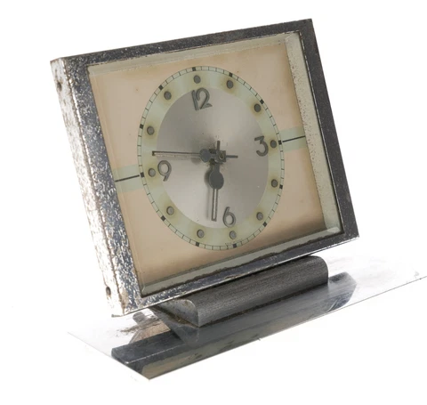 RARE Fratelli Borletti Travel Alarm Clock 1930s Art Deco Chrome Milano Italy Wks Cover