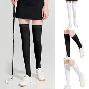 Women Breathable Ice Silk UPF50 Sun Protection Golf Cool Socks Legging Leg Socks - Picture 1 of 16