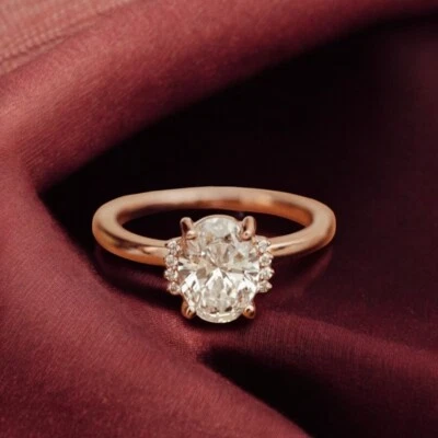 Diamond Engagement Ring 14k Yellow Gold Lab Grown Oval 2.40 Carat IGI Certified - Image 1 of 4