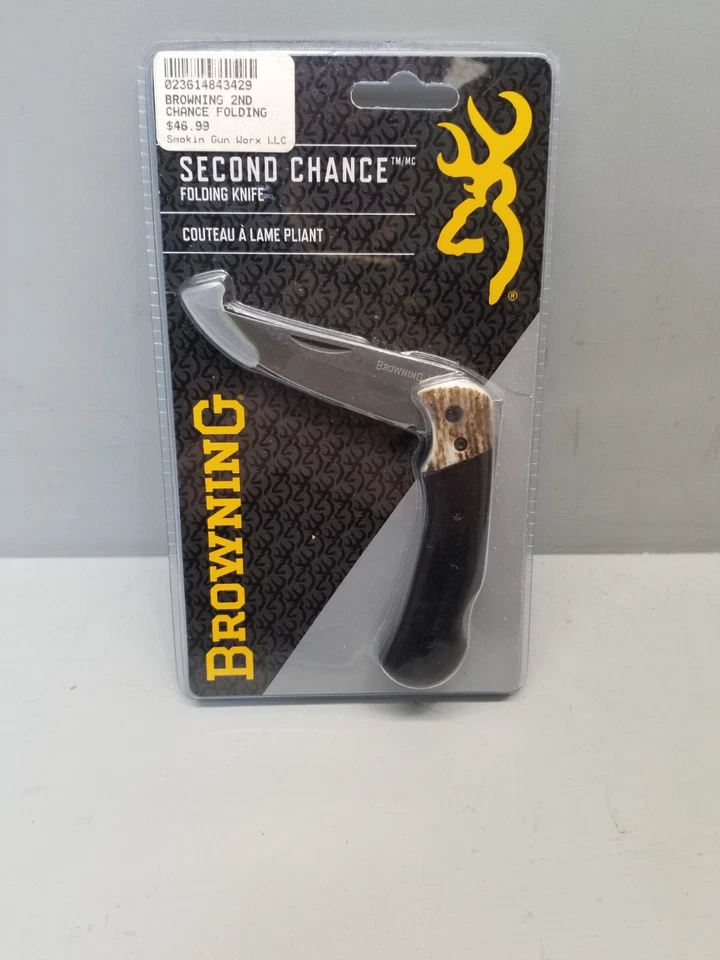 Browning Second Chance Folding Knife Stag/zebrawood 3220297