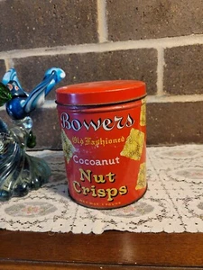 Bowers Old Fashioned Cocoanut Nut Crisps Vintage Advertising Tin Collectble - Picture 1 of 4