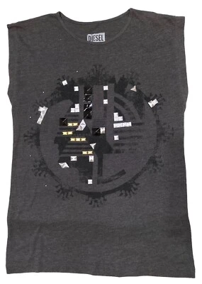 Camiseta sin mangas Diesel para mujer gris ropa deportiva talla XS calce suelto algodón Foto 1 de 4