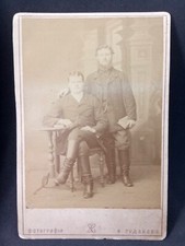 Vintage old photo cabinet portrait two men Photo studio V Sudakov Russian Empire