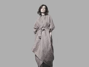Linen Duster Coat Kimono Dress Plus Size Poncho Cape Long Loose Linen Cardigan - Picture 1 of 50