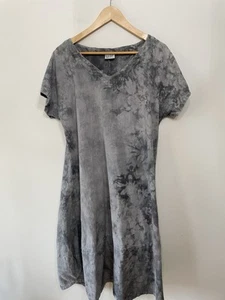 Oh My Gauze Tissue Cotton Shift Dress Tie Dye Grey Lagenlook Boho Women’s 2 L/XL - Picture 1 of 8