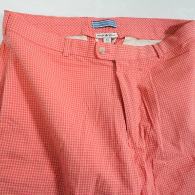 Peter Millar Shorts Men's 35 Orange Red Gingham Chinos Golf Summer Casual 35x9 - Image 1 of 4