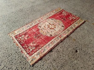 Vintage Hand Knotted Oushak runner ,Turkish Runner rug wool runner tribal runner - Picture 1 of 20