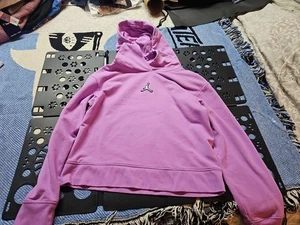 Nike Jordan Hoodie Youth Large Purple Crop Pullover Girls 173 - Picture 1 of 3