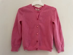 Crewcuts Kids Girls Solid Pink Button Front Rib-Knit Long Sleeve Cardigan 4-5 - Picture 1 of 4