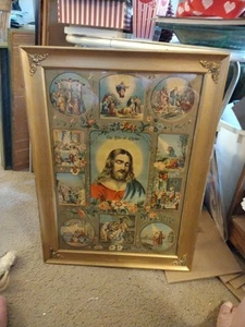 Life Of Christ James Lee Litho In Antique Wood Frame 26.5X23.5” - Picture 1 of 7