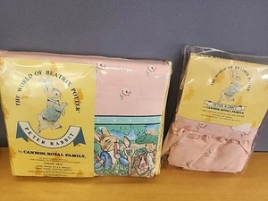 RARO set lenzuola gemelle vintage Cannon Royal Fam Beatrix Potter Peter Rabbit rosa e finta - Foto 1 di 17