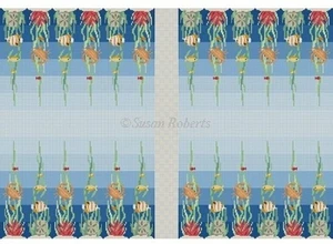 Needlepoint Handpainted Susan Roberts Backgammon Board Ocean Floor - Picture 1 of 4