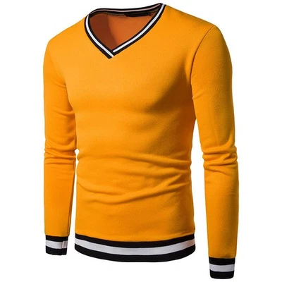 Hombres Cuello en V Suave Tacto Tejido Manga Larga Jersey Suéter Oficina Pullover Prendas para el torso ML Foto 1 de 4