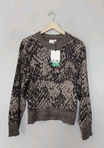 ICHI Langarm-Pullover Animal-Print Größe XL Brustumfang 46" schwarz-taupe UVP 69 £ QVC  - Bild 1 von 6
