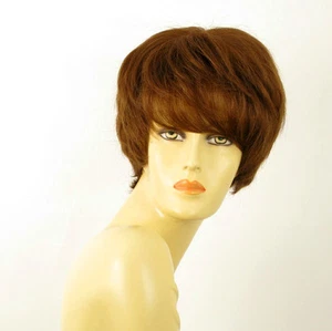 perruque femme 100% cheveux naturel châtain clair cuivré ref WENDY 30 - Picture 1 of 7