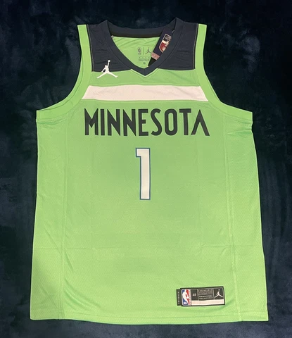Minnesota Timberwolves #1 Anthony Edwards Lime Green Statement Jersey Large 48 Cover