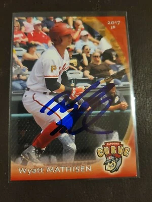 2017 Altoona Curve Wyatt Mathisen Signed IP Auto Rookie RC Card Pirates Team Set - Image 1 of 2