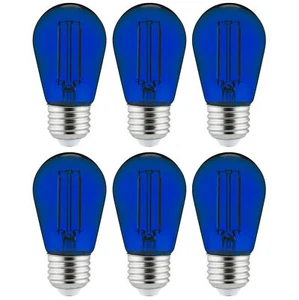 S14 Blue LED Sign Bulb - Dimmable Transparent String Light, 2W, with E26 - Picture 1 of 2