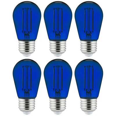 S14 Blue LED Sign Bulb - Dimmable Transparent String Light, 2W, with E26 - Image 1 of 2