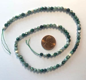 FACETED 4 MM FACETED PRETTY GREEN AGATE BEADS 15INCHES BELOW WHOLESALE - Picture 1 of 5