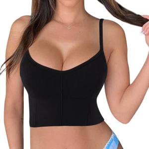 Women's Seamless Low Back Bralette Bra Solid Colors Stretchy Yoga Crop Top S-XL - Picture 1 of 28