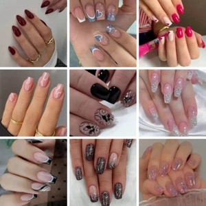 24X False Glitter Acrylic Fake Gems 3D Nails Decoration Nail Glue Fake Nail Tip - Picture 1 of 13