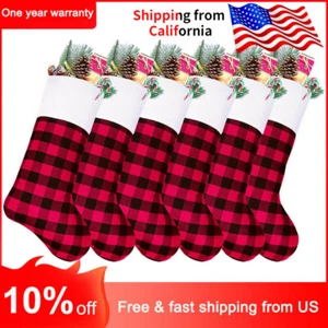 CLEARANCE SALE! Christmas Stocking 16in Buffalo Plaid with Plush Cuff Decoration - Picture 1 of 11