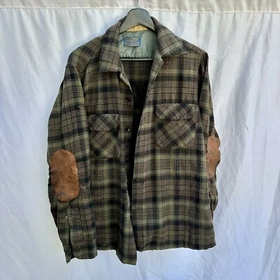Vintage 1950s Pendleton Trail Flannel Shirt W/ Lots Of Period Repairs Patchwork - Image 1 of 4
