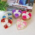 6pcs Flower Handmade Soap Heart Shaped Box Mother's Day Gift Soap Flower Dec _cu