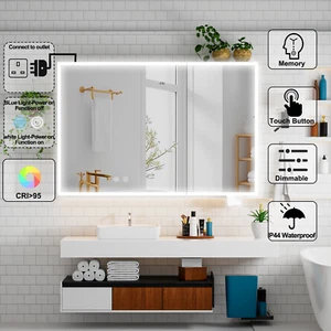 Armadietto Medicina LED Bagno Specchio Armadietto con Antiappannamento Touch 3 Colori Luci - Foto 1 di 10