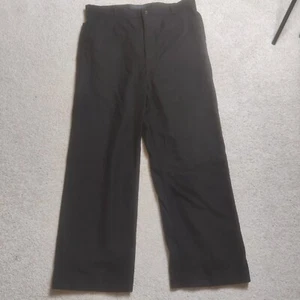 Nicole Farhi Chino Pants Womens 34 Black Wool Pockets Zip Fly Dark Wash Wide Leg - Picture 1 of 10