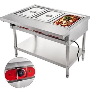 Commercial Electric Food Warmer 3 Pot Steam Table Food Warmer 18 Quart/Pan - Picture 1 of 12