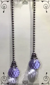 Handcrafted Purple Lavender Multifaceted Glass Disco Round Bead Fan Pull - Picture 1 of 7