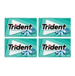920549 4 X PAQUETE DE 14 PIEZAS CHICLES SABOR DULCE TWIST SIN AZÚCAR TRIDENT - Imagen 1 de 2