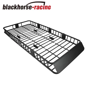 84" Black Steel Heavy Duty Roof Top Rack Top Luggage Cargo Carrier For Truck SUV - Picture 1 of 9