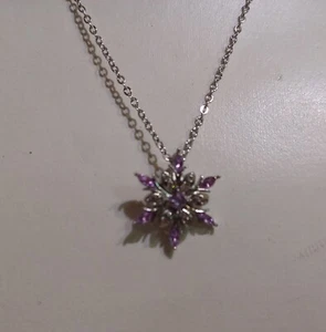 3 Pc Chic Purple Snowflake Necklace and Earrings - Picture 1 of 4