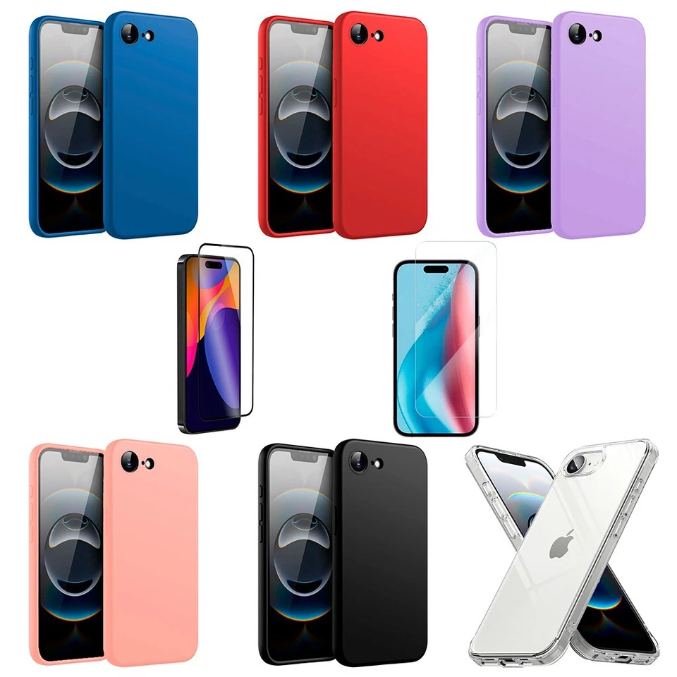 TODOBARATO 24HORAS Funda Para iPhone 16e Silicona Gel Lisa Premium + Protector Cristal 5D o 9H