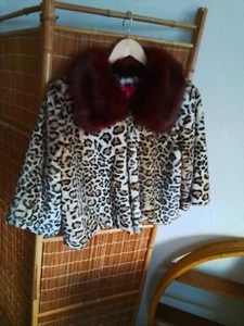 Betsey Johnson Faux fur leopard swing shrug  L  - Picture 1 of 6
