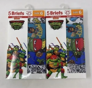 (Lot)Teenage Mutant Ninja Turtles Boys Size 6 Briefs 5 Pair Cotton Underwear NEW - Picture 1 of 3