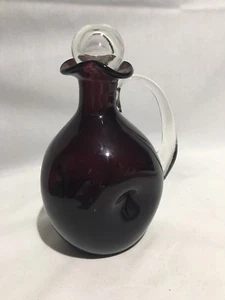 BISCHOFF ART GLASS DECANTER STOPPER HANDLE AMETHYST MID CENTURY VINTAGE - Picture 1 of 7