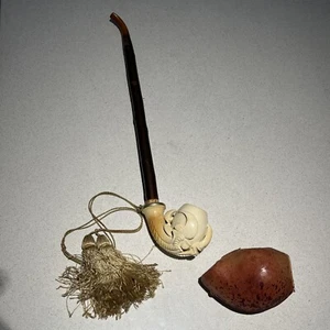 Antique German Meerschaum Tobacco Pipe with Locking Case and Silk Tassels - Picture 1 of 15