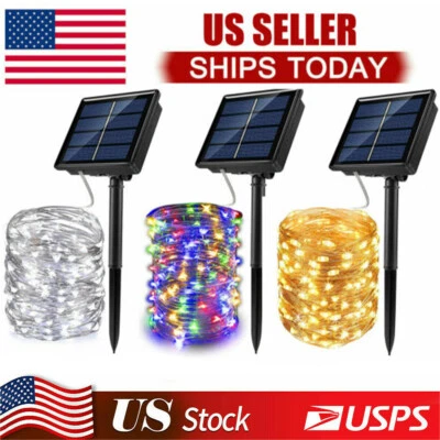 Outdoor Mini 39Ft 100 LED Copper Wire Lights, 8 Modes Solar Powered Fairy Lights - Image 1 of 4