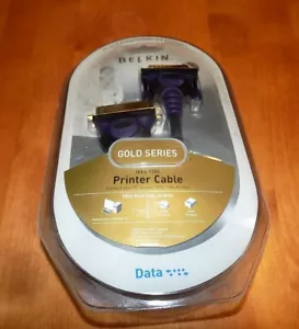 BELKIN 24 Gold Series Plated IEEE 1284 Printer Cable 6' DB25Male/Cent.36Male NEW - Picture 1 of 6