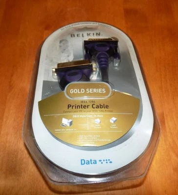BELKIN 24 Gold Series Plated IEEE 1284 Printer Cable 6' DB25Male/Cent.36Male NEW - Image 1 of 4