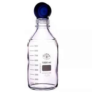 SIMAX GLASS REAGENT BOTTLE WITH POURING CAP & RING - 1000ML - LABORATORY BOTTLE - Picture 1 of 3