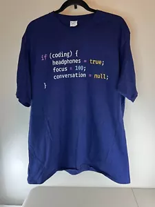 Port & Company Men's (Unisex) T-Shirt Blue Coding Novelty Graphic Sz XL Funny - Picture 1 of 10