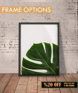 PÓSTER DE PLANTA BOTÁNICA Hojas Verdes Arte Minimalista Decoración del Hogar Estampado A3/A4 MARCOS - Imagen 1 de 3